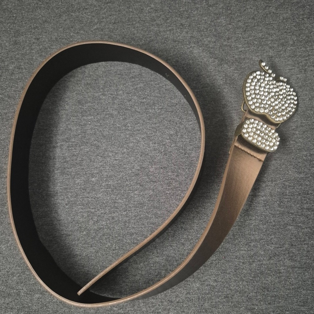 Apple Bottom Belt Womens M Brown Rhinestone Buckle Y2K Bling Vintage Hip Hop